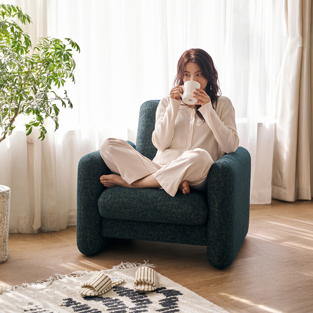 모스 1인용 패브릭 리클라이너 포인트 암체어 소파