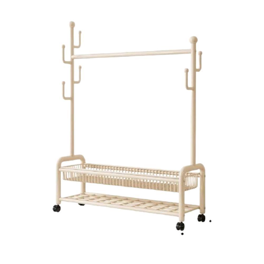 옷장 행거 트롤리 모던 수납 철제 이동식 선반 인테리어 80cm 블랙 2단 바구니 - 상품 이미지