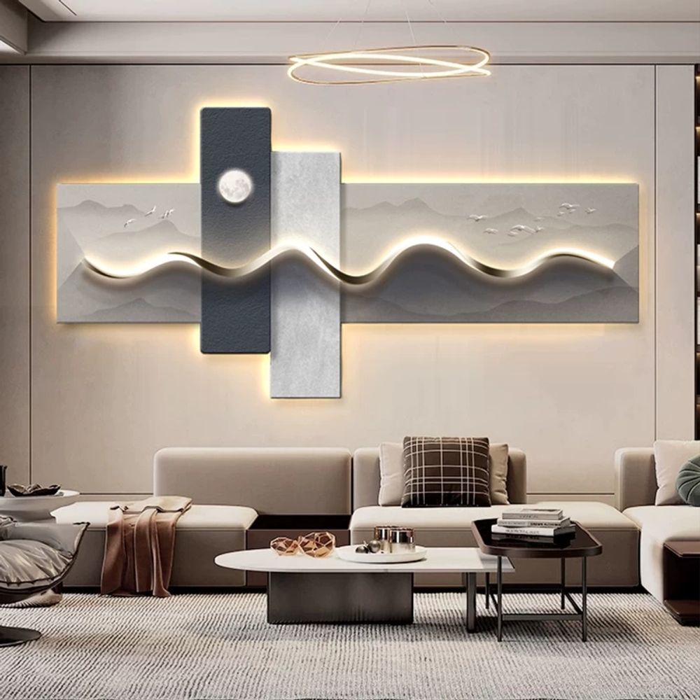 A. 폭 90cm 3D 입체 프레임리스 패널 그림, A. LED 조명  모바일 충전리모컨 스위치, A. 금빛 꿈3, A. 거울처럼 매끄러운 긁힘 방지 마감 처리  정밀 조각 공정 - 상세 이미지 4