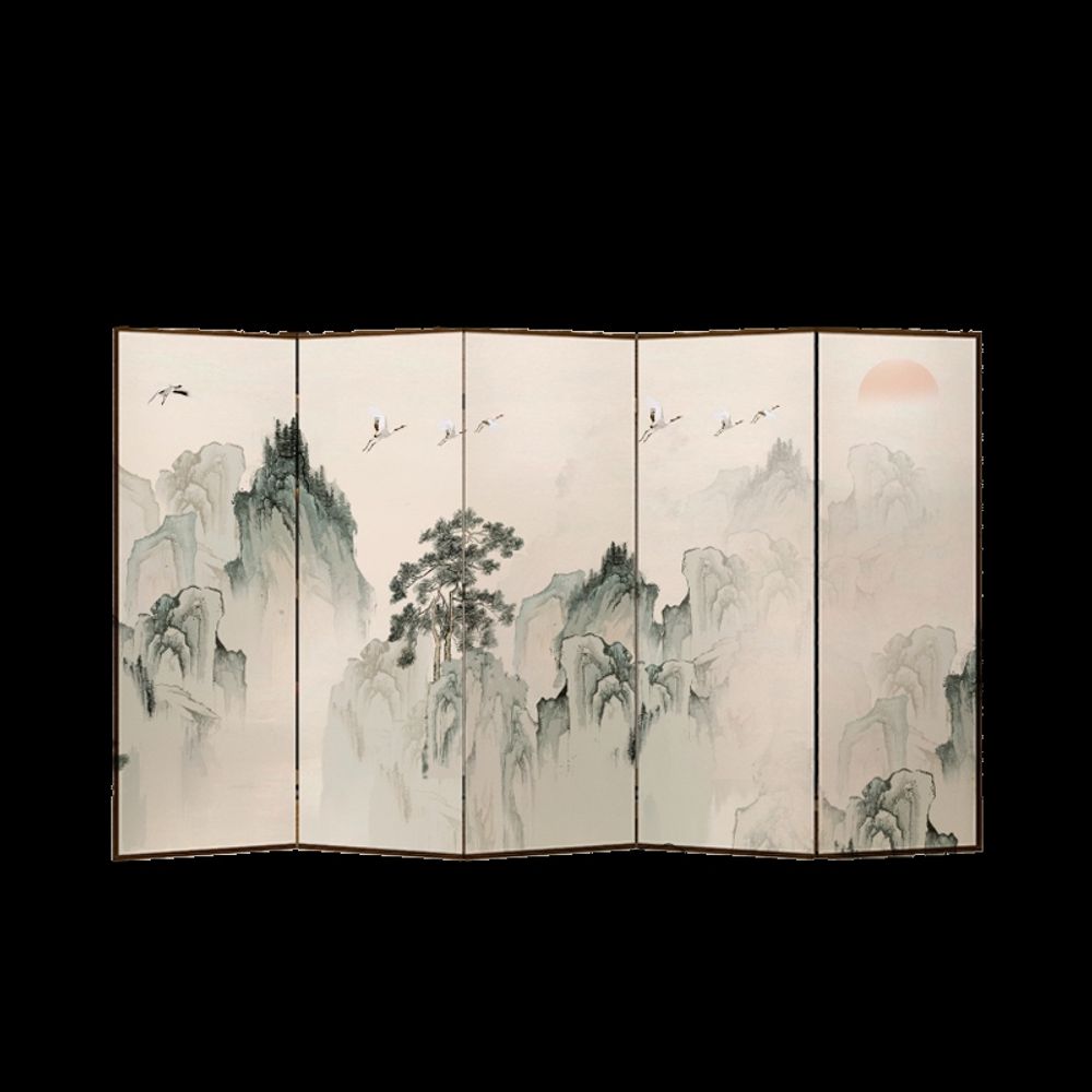 수묵화 병풍 인테리어 명절 사진참조) A. 5 미세 결정 목재 40180cm 오일 캔버스 - 상세 이미지 5