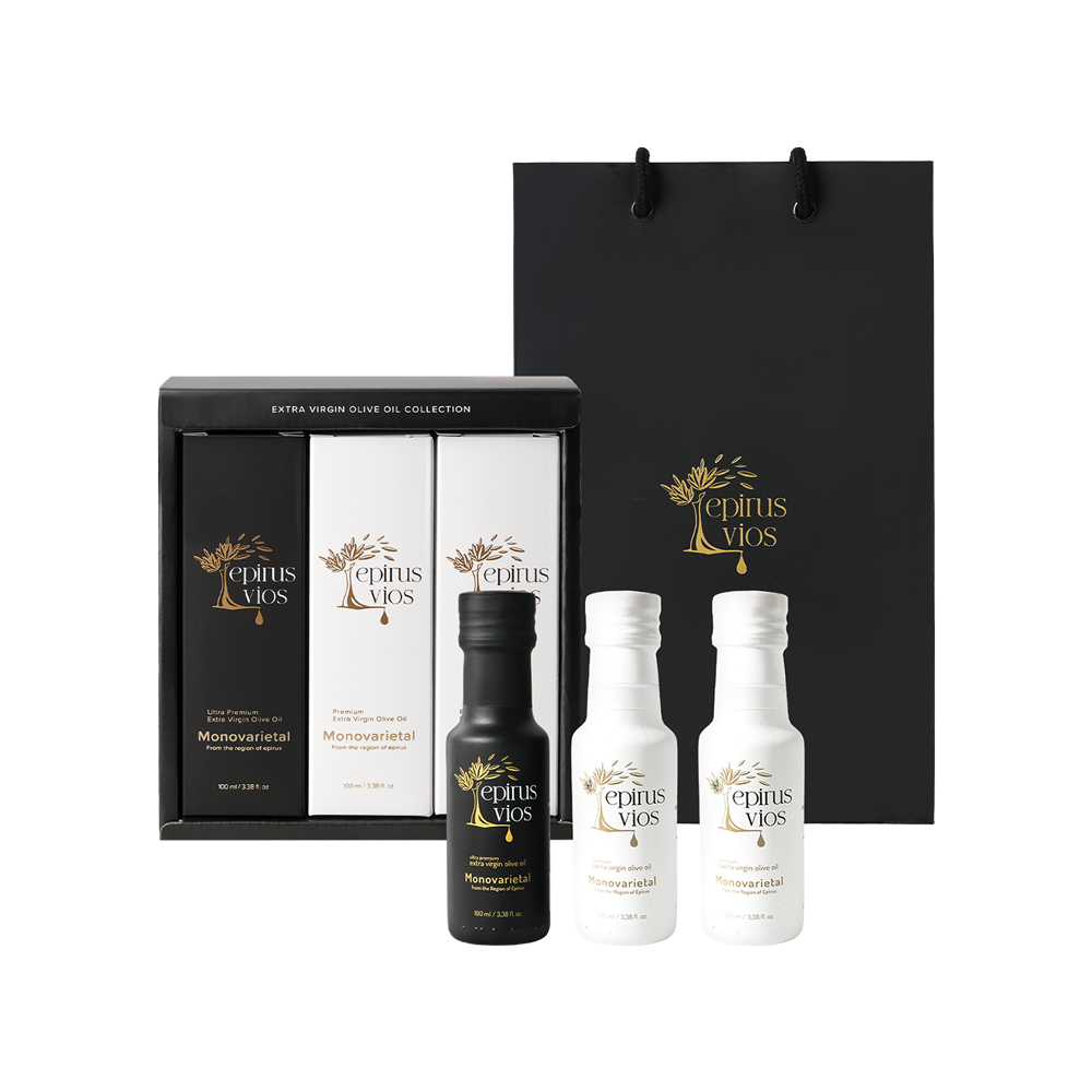 에피루스 비오스 엑스트라 버진 그리스 올리브 오일 선물 세트 (100ml, 3병) - 상품 이미지