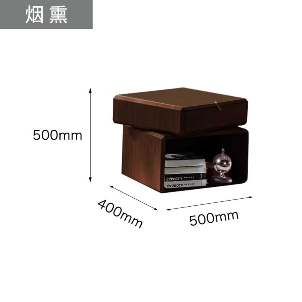 원목 협탁 회전 엔틱 인테리어 디자인 소파 수납장 블랙 오크 1단 서랍 50x40x50cm 이미지 6
