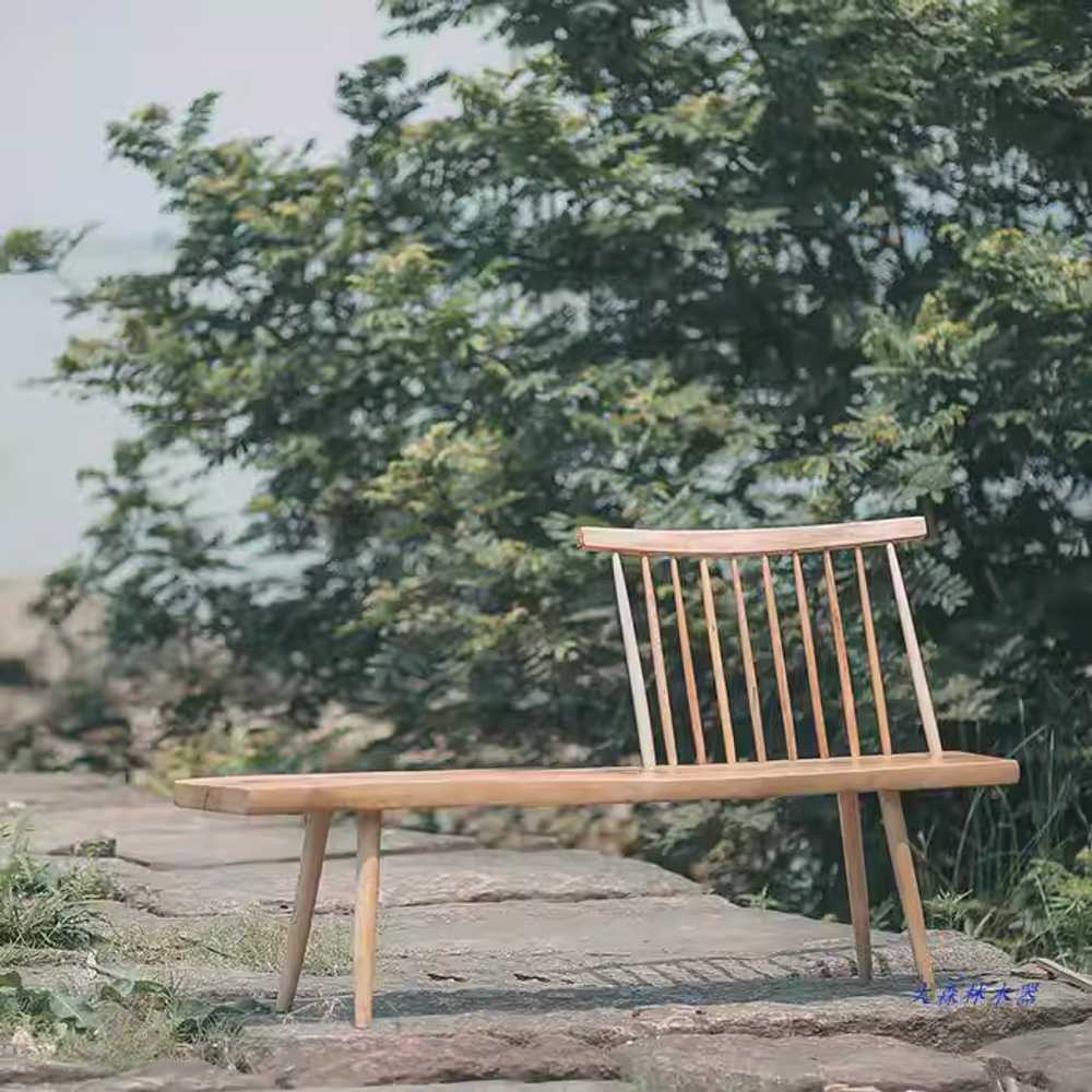 나무 벤치 원목 긴의자 거실 3인용 옥외용 엔틱 야외 80cm - 상세 이미지 2