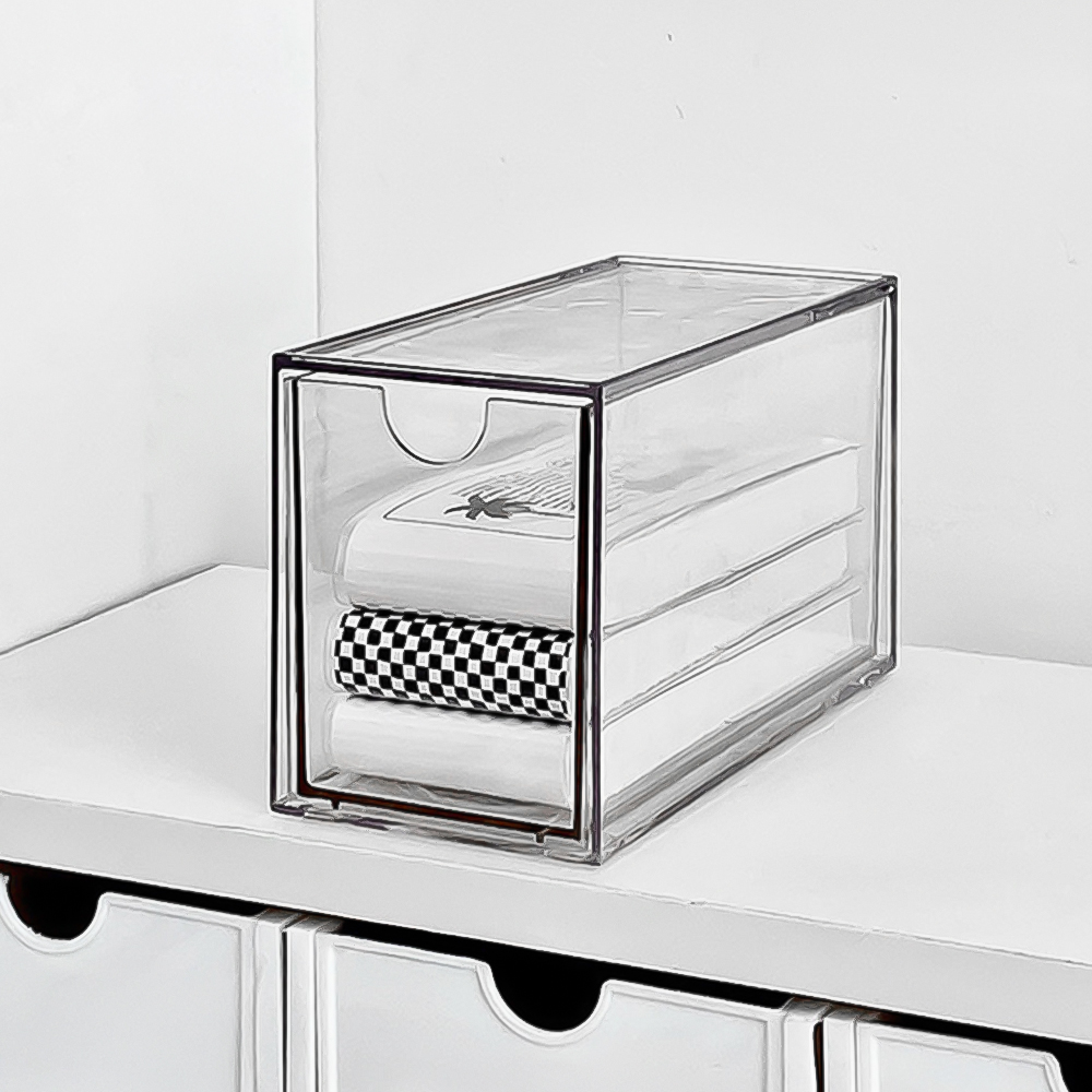 투명 모듈 적층 책상정리함 중형 미니서랍 사무실 책상 정리 데스크 오거나이저 이미지 4