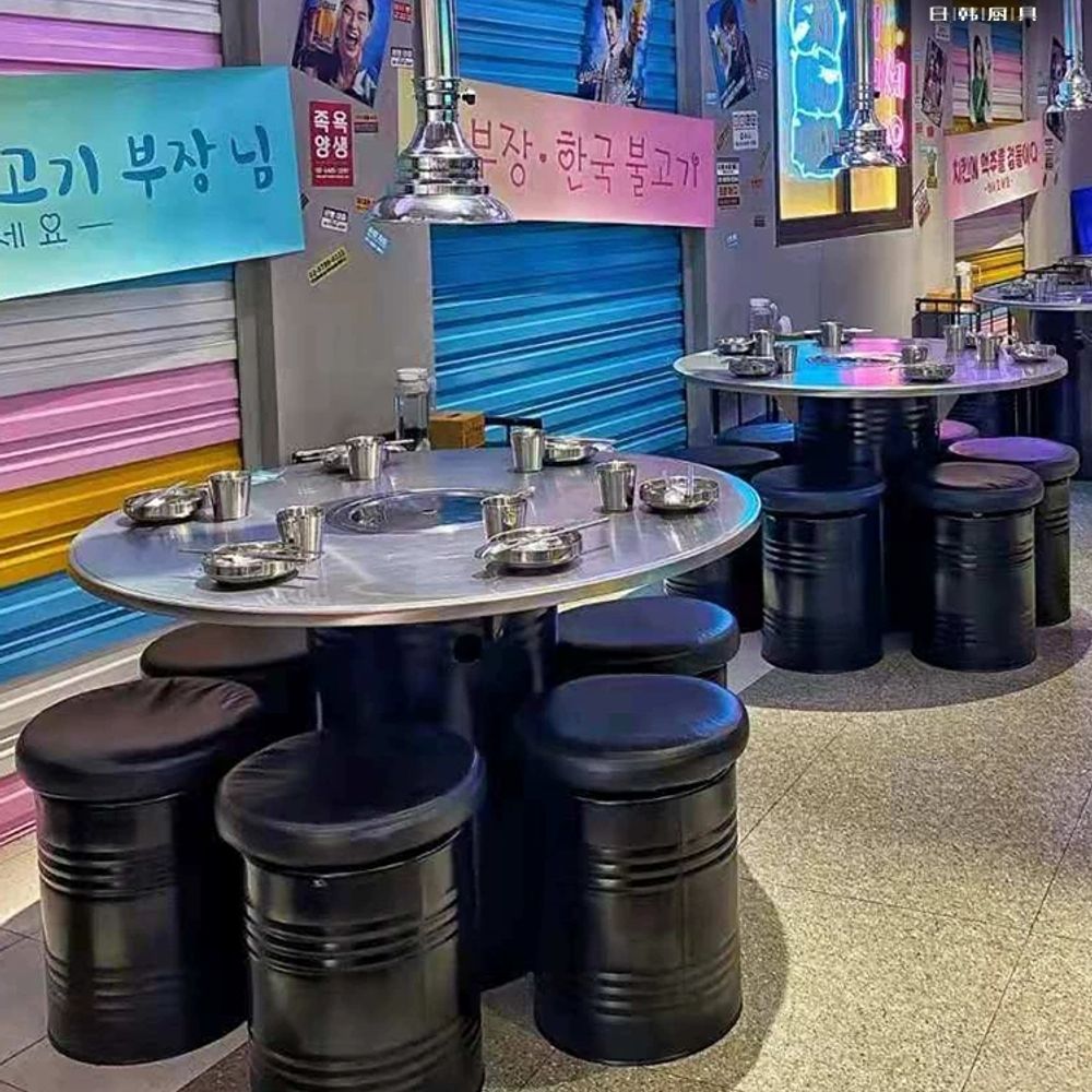 드럼통테이블 식당 가게 원형테이블 닭발 고기 A. 직경 90cm 원형 테이블 테이블 버킷 - 상세 이미지 3