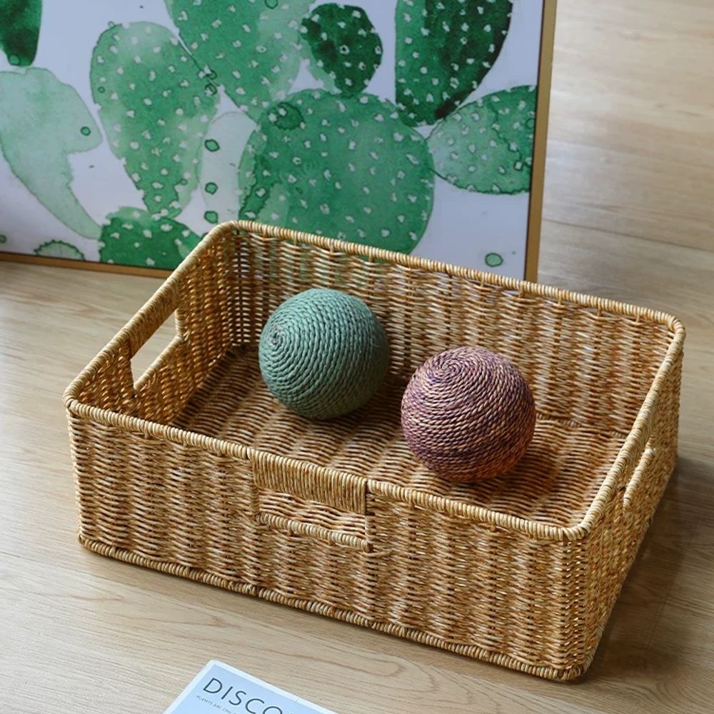 직사각형 손으로 보관 바구니 보관함 옷장 빨 B. 진한 갈색 34x23x11cm 조임끈 3 - 상세 이미지 4