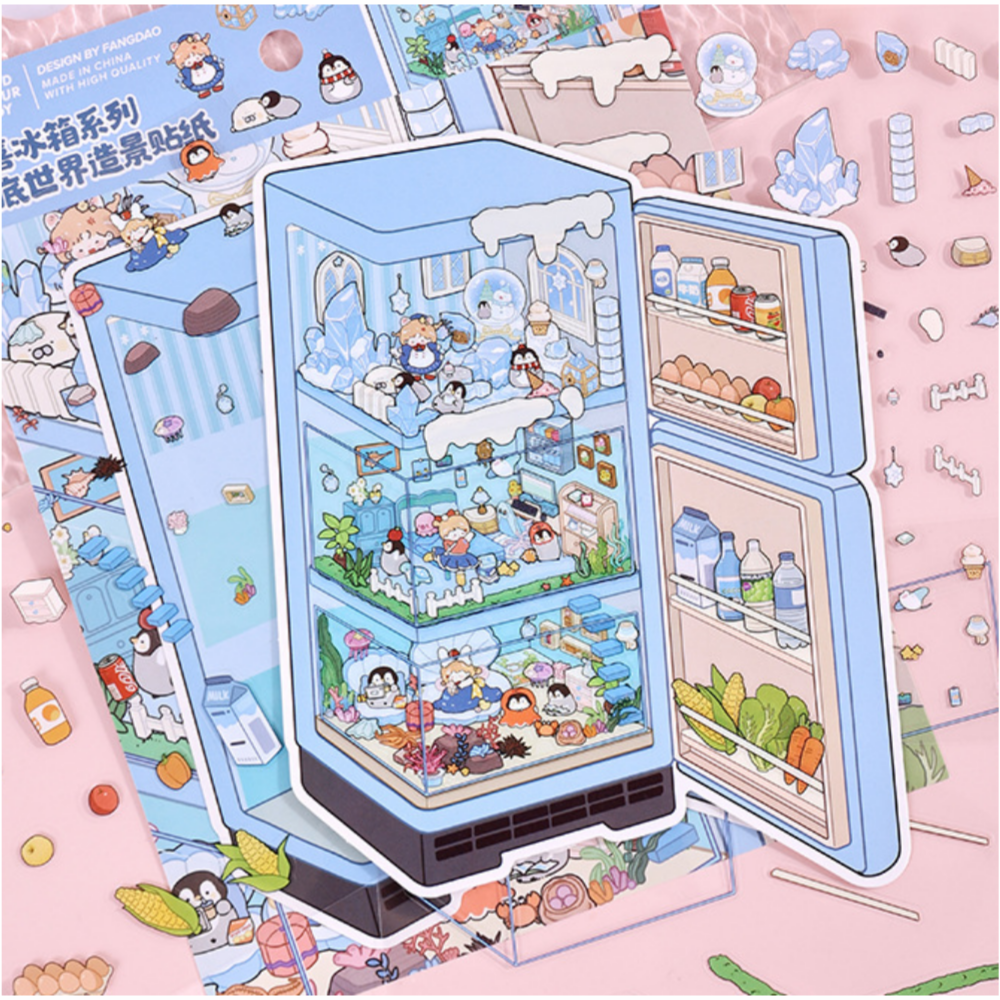 3d 방꾸미기 스티커 냉장고시리즈 블루 제품 이미지