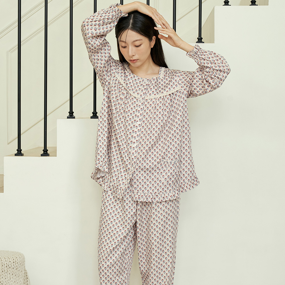 맨드라미 여성 모달 면 긴팔 잠옷 홈웨어 파자마 세트 - 상세 이미지 2