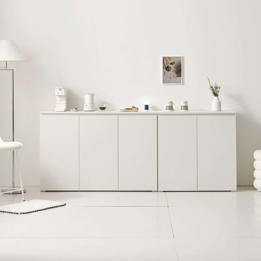 업트 홈카페 주방수납장 맘마존 보조 틈새 커피머신선반 800x400x800mm, 2단, 화이트 - 상세 이미지 5
