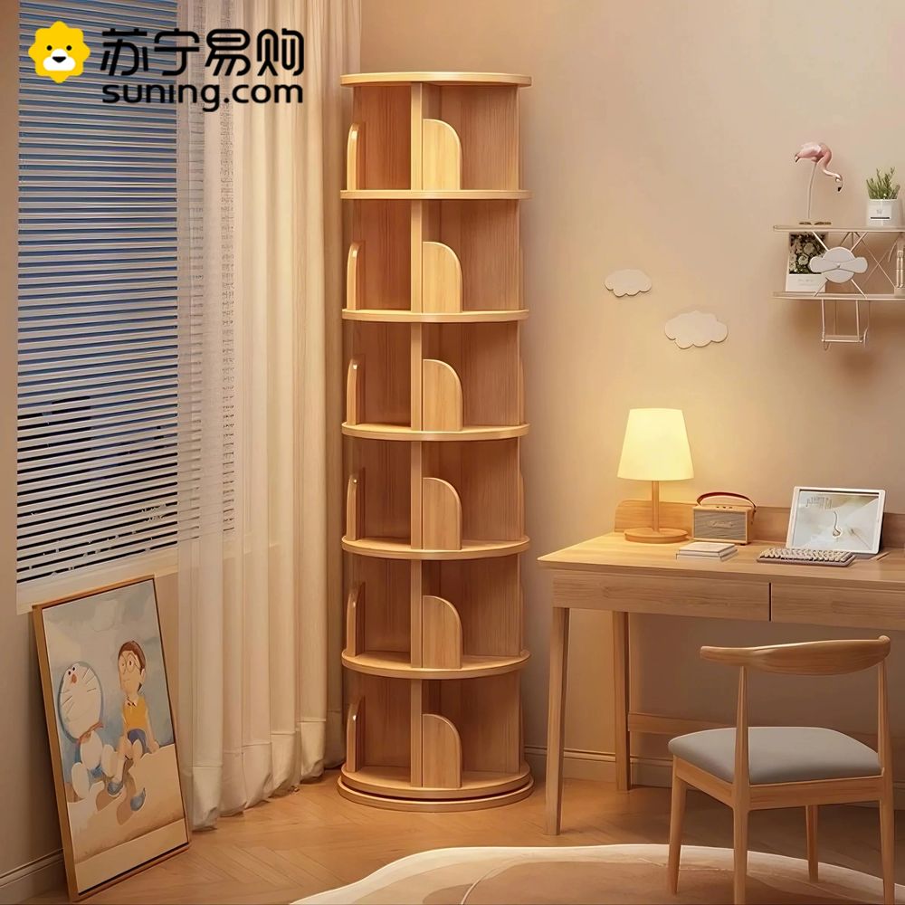 원형회전책장 슬라이딩 A. 수입 소나무 보강베이스 39x39x67cm 천연목색안정성 향상 - 상품 이미지