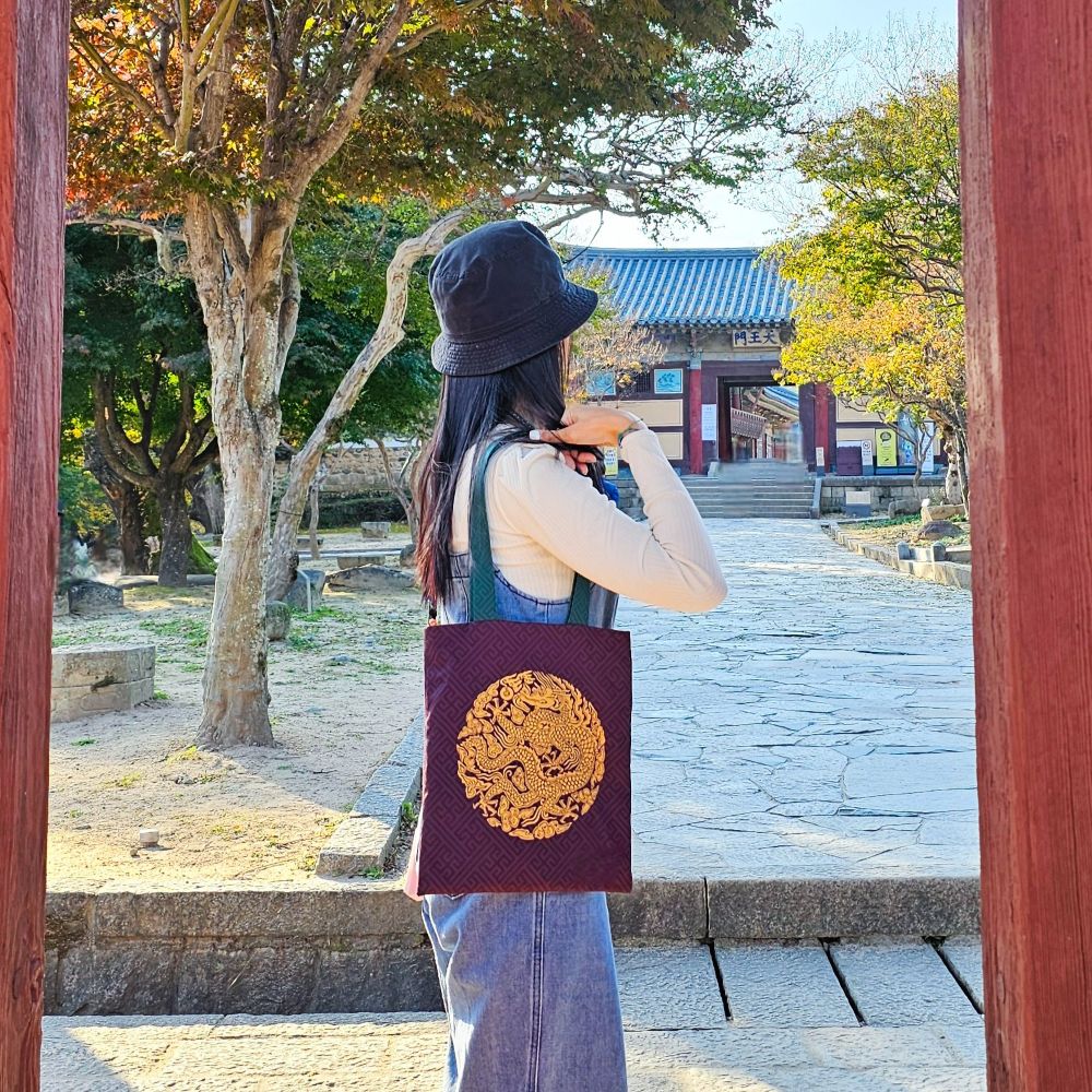 (비단면)곤룡포 오조룡 숄더백 어깨 가방 한국전통문양 에코백 - 상세 이미지 2