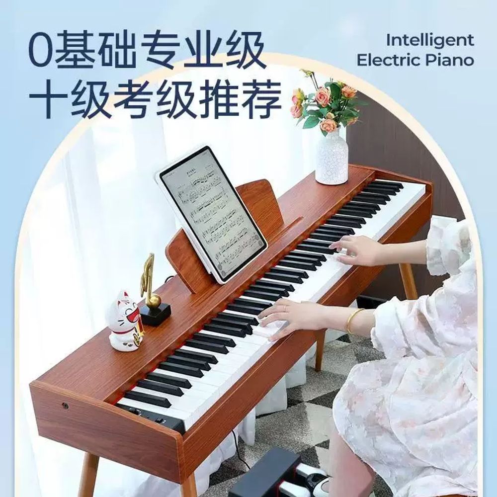 A. 고급스러운 흰색 서랍이 있는 원목 피아노입니다. 88건반 3페달 세트 나무 프레임 및 피아노 의자가 포함되어 있습니다., A. 플러그인 모델 선물 포장 포함 - 상세 이미지 5