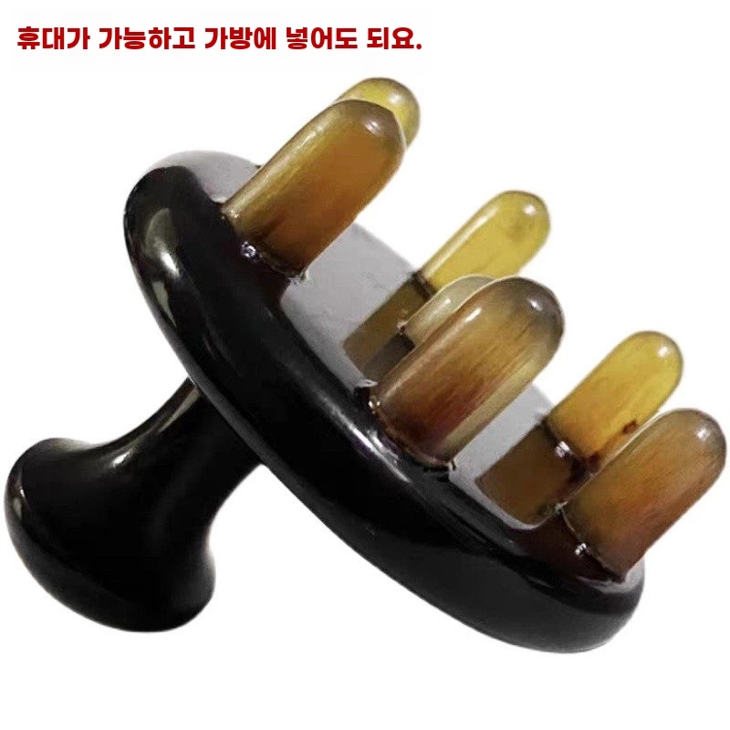 지압 마사지 마사지기 빗 머리 전신 림프순환 괄사 얼굴 물소뿔 A. 물고기 모양의 소뿔 빗 - 상품 이미지