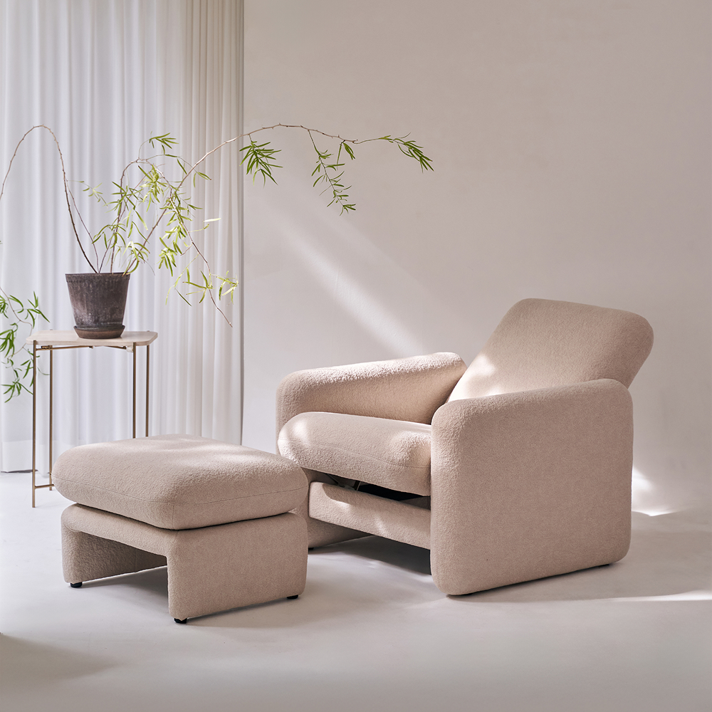 모스 1인용 패브릭 리클라이너 포인트 암체어 소파