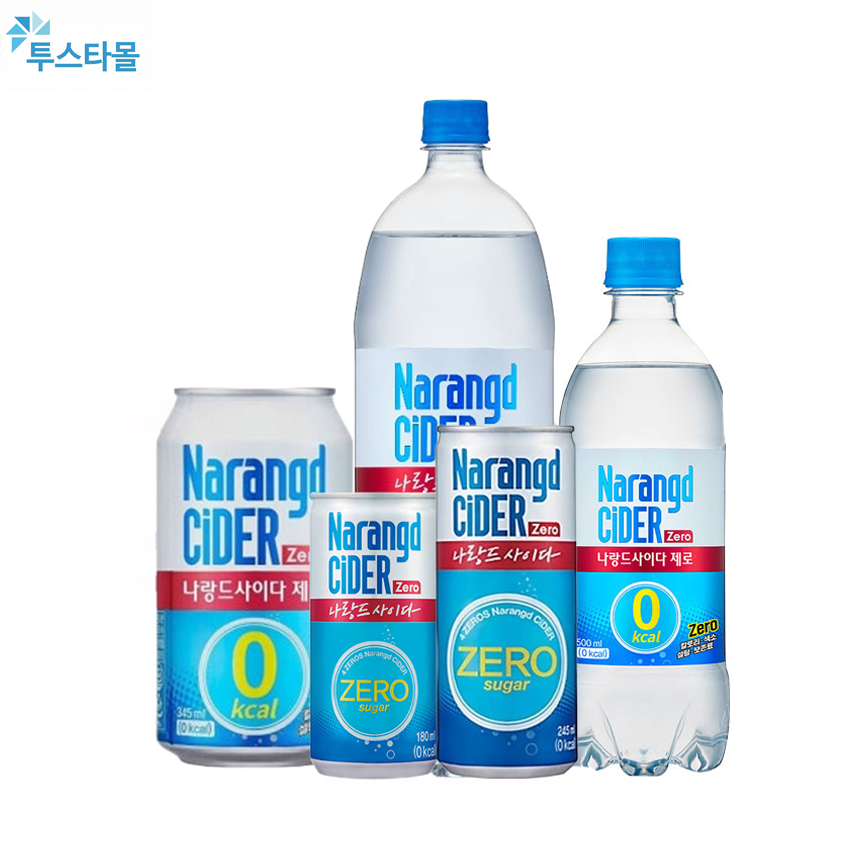 나랑드 사이다 제로 180ml 245ml 345ml 500ml 1.25L 10입 각2개씩 - 상품 이미지