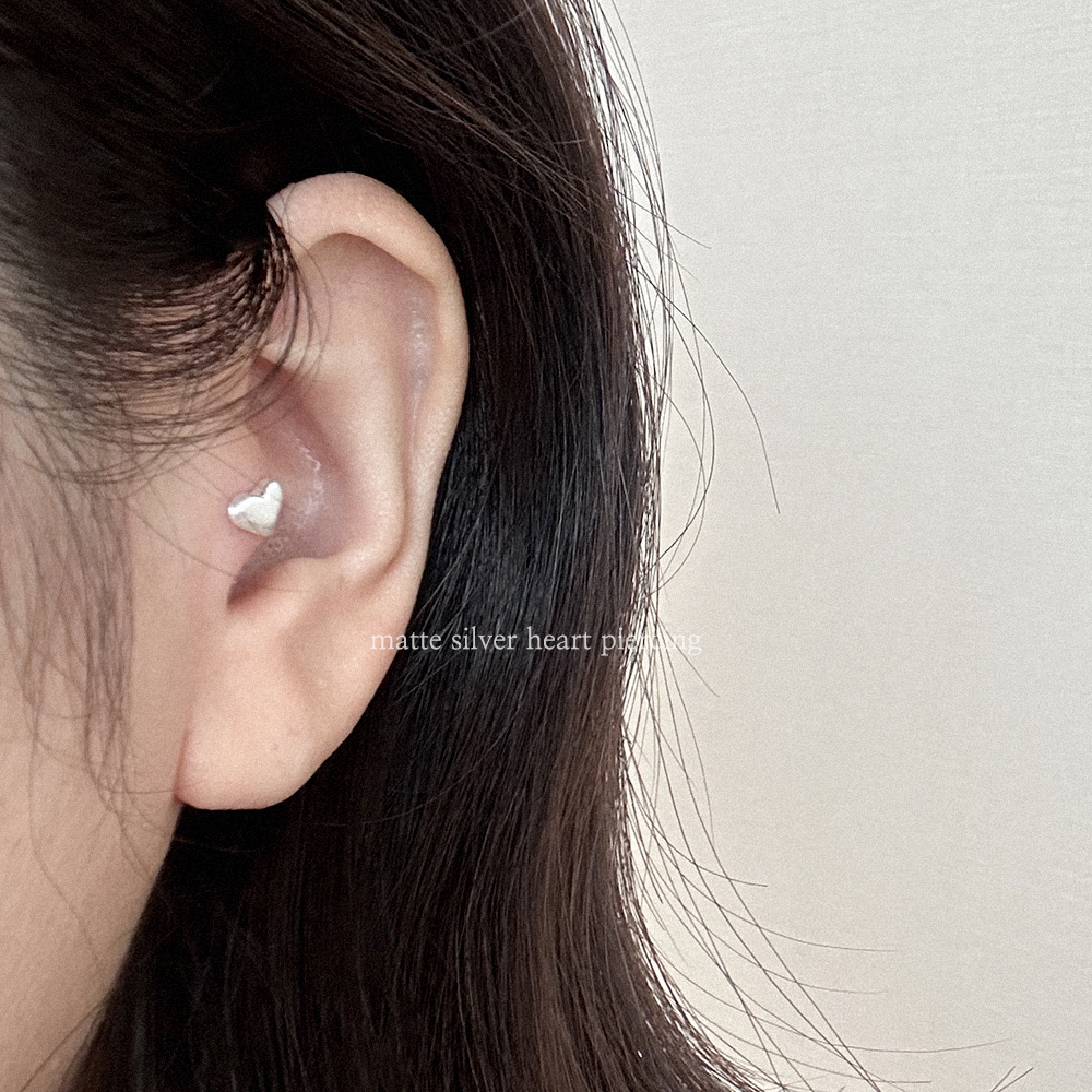 silver925 무광 실버 하트 피어싱 925실버 이너컨츠 아웃컨츠 트라거스 별존 - 상세 이미지 5