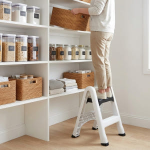 가정용 접이식 사다리 미니 소형 주방 발판 계단 세차 2단, 화이트 실사용 후기 | 효과 있을까? - 상품 이미지 4