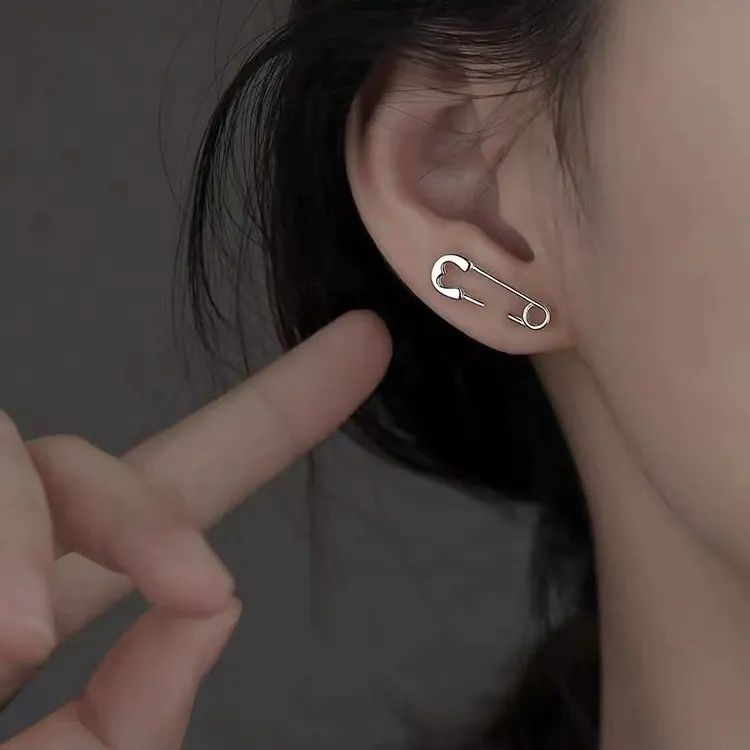 미니 옷핀 귀걸이 귀찌 피어싱 미니클립 귀걸이 쓸데없는 우정 선물 쥬얼리 액세서리 악세사리 이미지 8