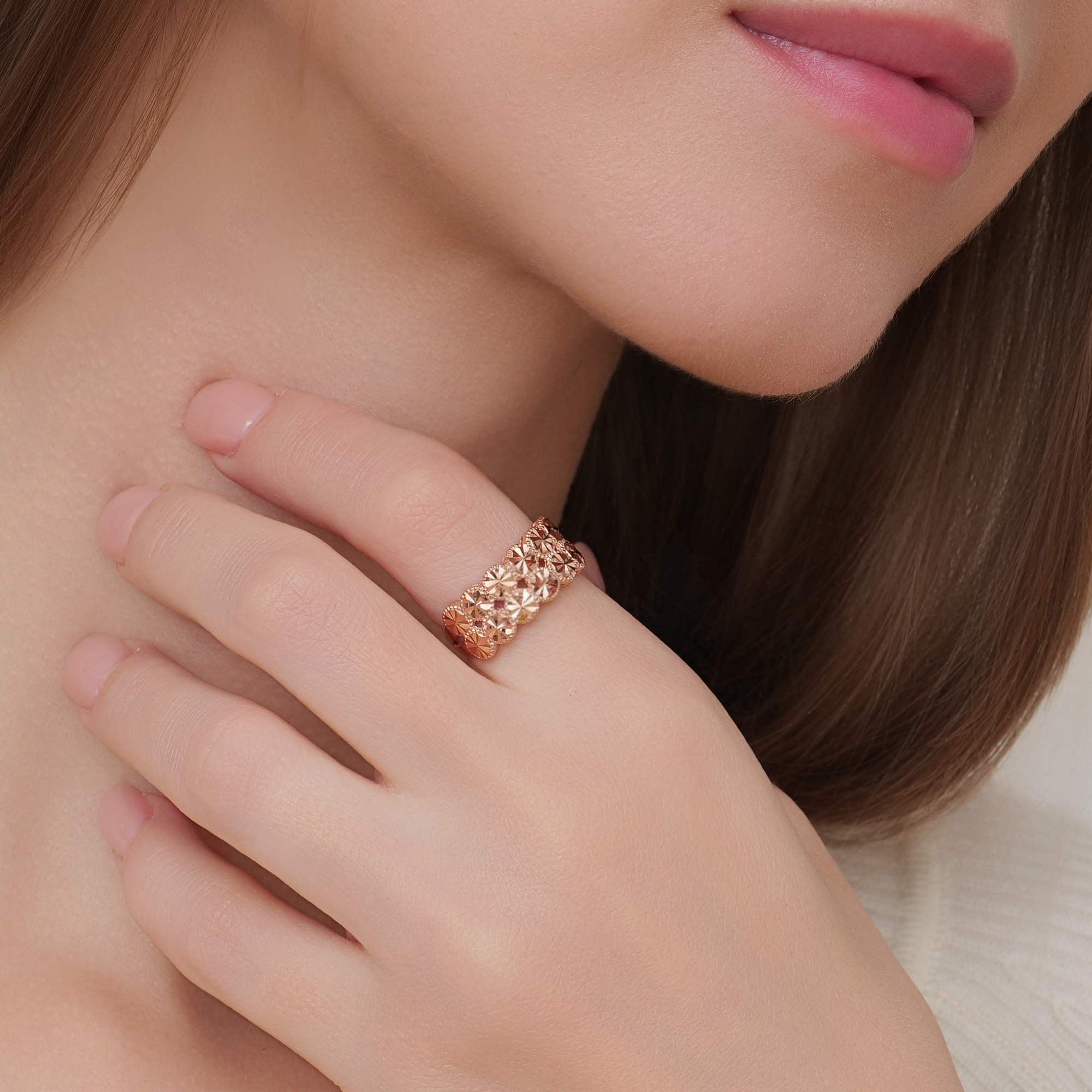 14K 18K 에르덴 컷팅 볼 반지 한줄 두줄 반지 여성 볼드 심플 반지 - 상세 이미지 3