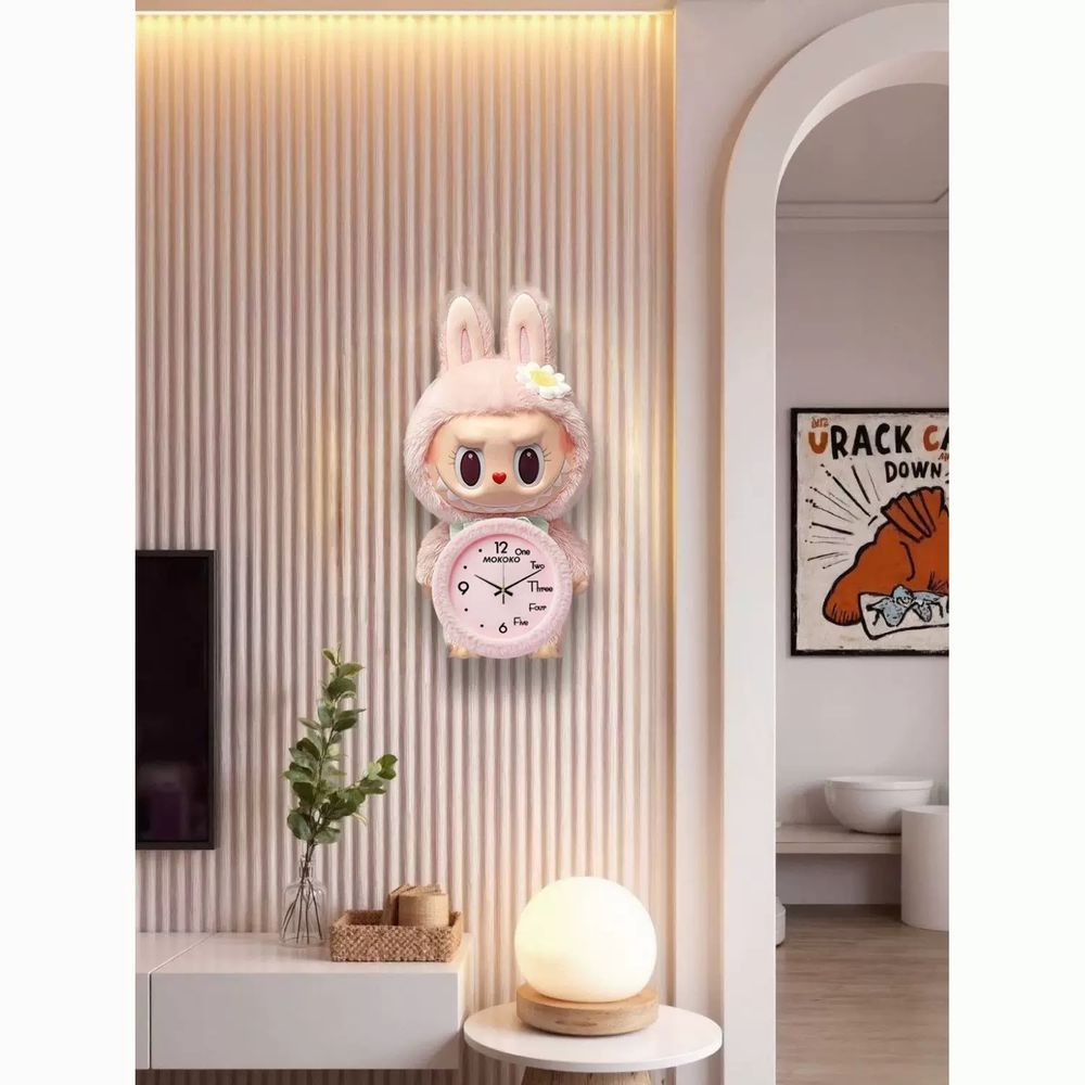 파셀몰 라부부 벽시계 귀여운 무소 A. 모델 A 브라운 설치 가방 후크 폭 30 높이 60cm 조명 없음 모델 평면 벽시계 무료 배터리 - 상세 이미지 5