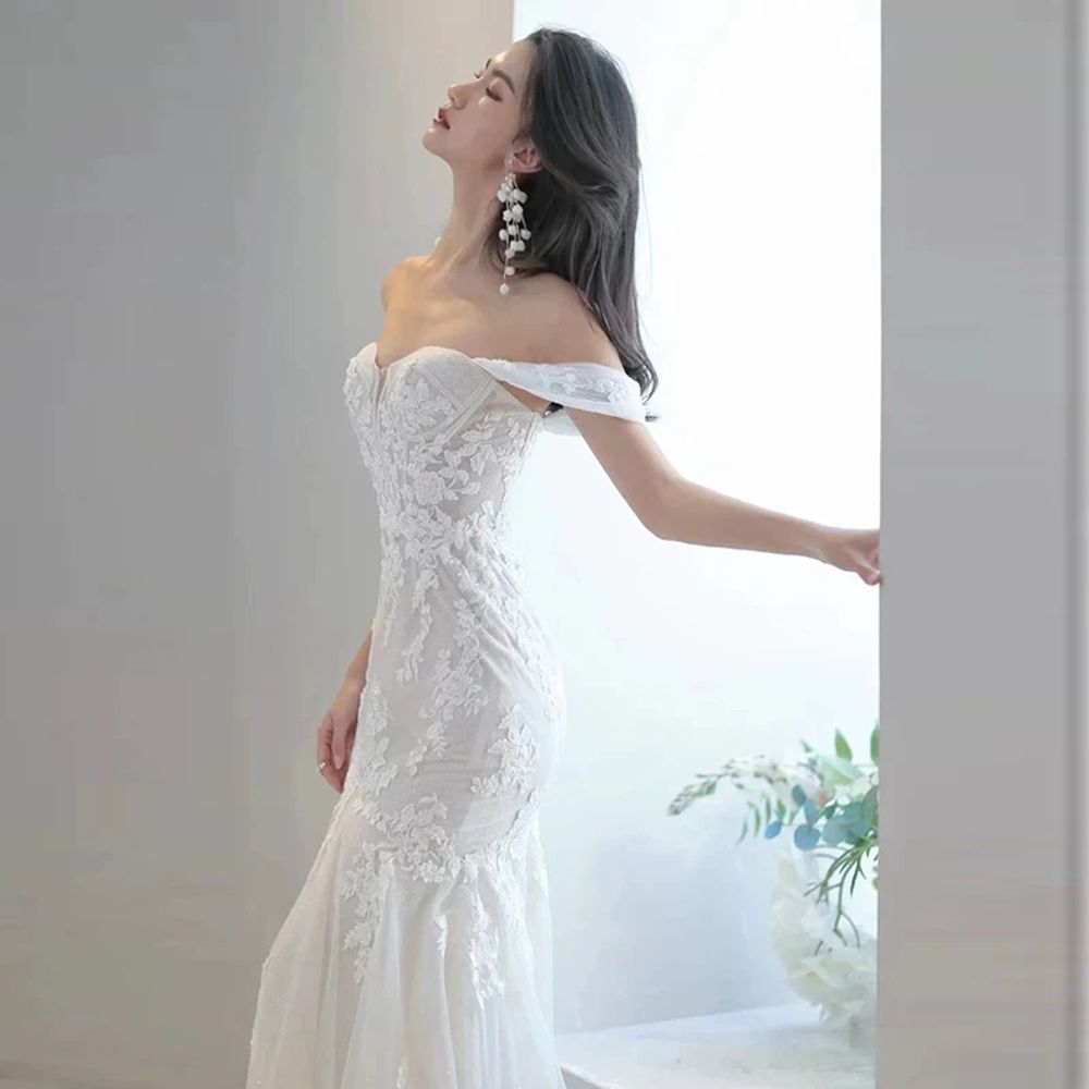 시상식 드레스 파티 파티복 연주 피로연 이브닝 A. 흰색 스트랩리스 탑 민소매, A. XS - 상세 이미지 4