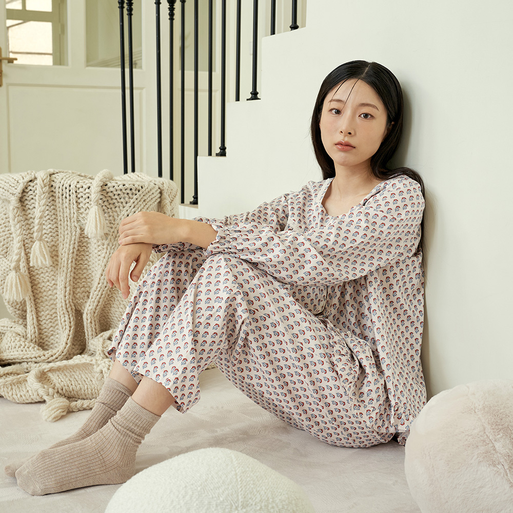 맨드라미 여성 모달 면 긴팔 잠옷 홈웨어 파자마 세트 이미지 6