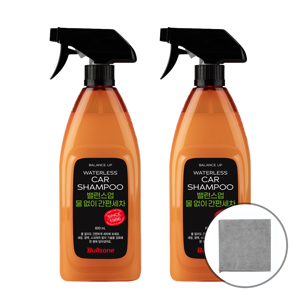 (+다용도타월)[2개입]불스원 밸런스업 물없이 간편세차 600ml 제품 이미지