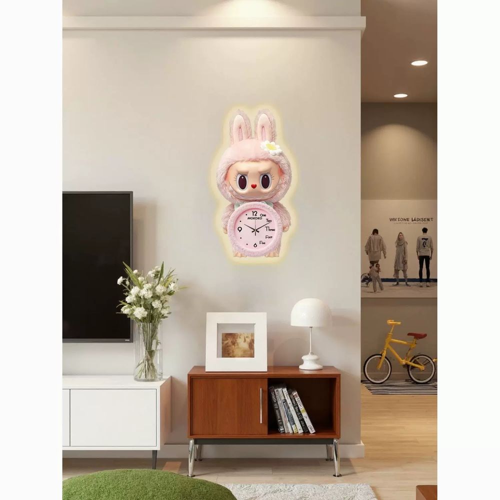 파셀몰 라부부 벽시계 귀여운 무소 A. 모델 A 브라운 설치 가방 후크 폭 30 높이 60cm 조명 없음 모델 평면 벽시계 무료 배터리 - 상세 이미지 2