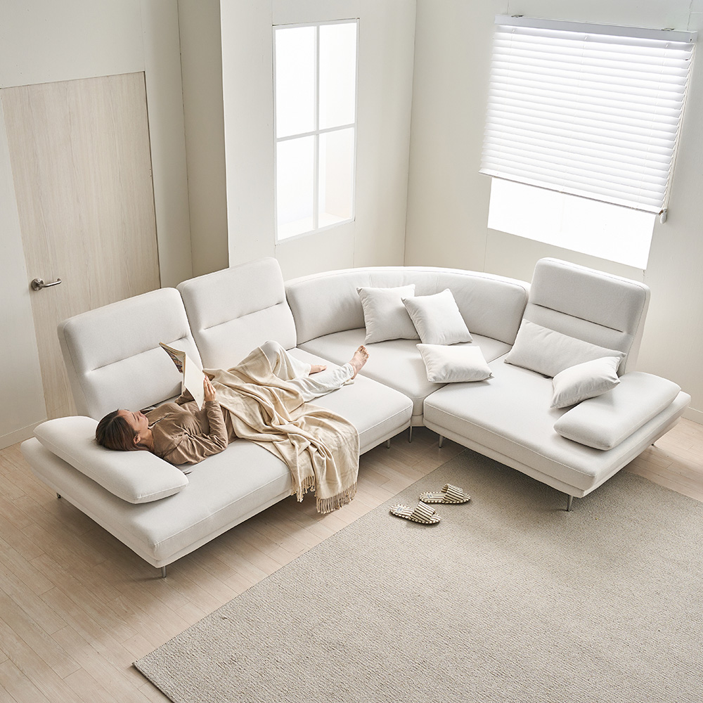 장인가구 도이 코너형 스윙소파 등받이조절 5인용 기능성 푹신한 패브릭 쇼파