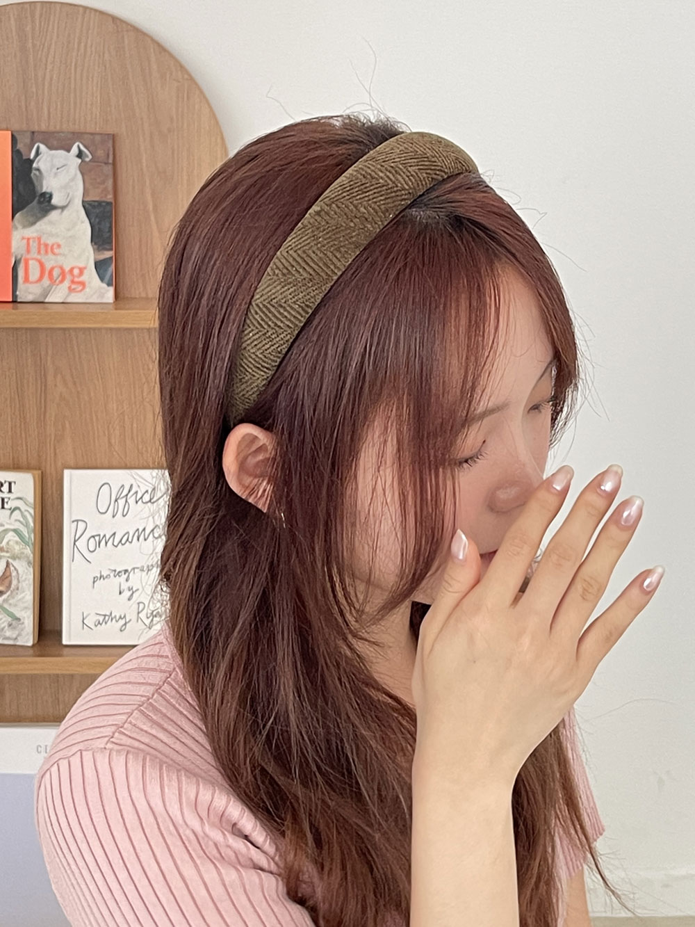 스웨이드벨벳헤링본 얇은머리띠 스웨이드머리띠 벨벳헤어밴드 - 상세 이미지 3