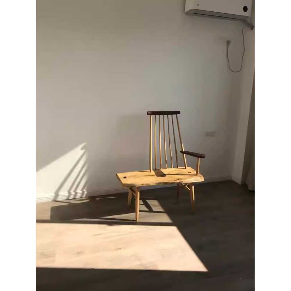 나무 팔걸이 의자 우드 1인 암체어 빈티지 레트로 100cm - 상세 이미지 4