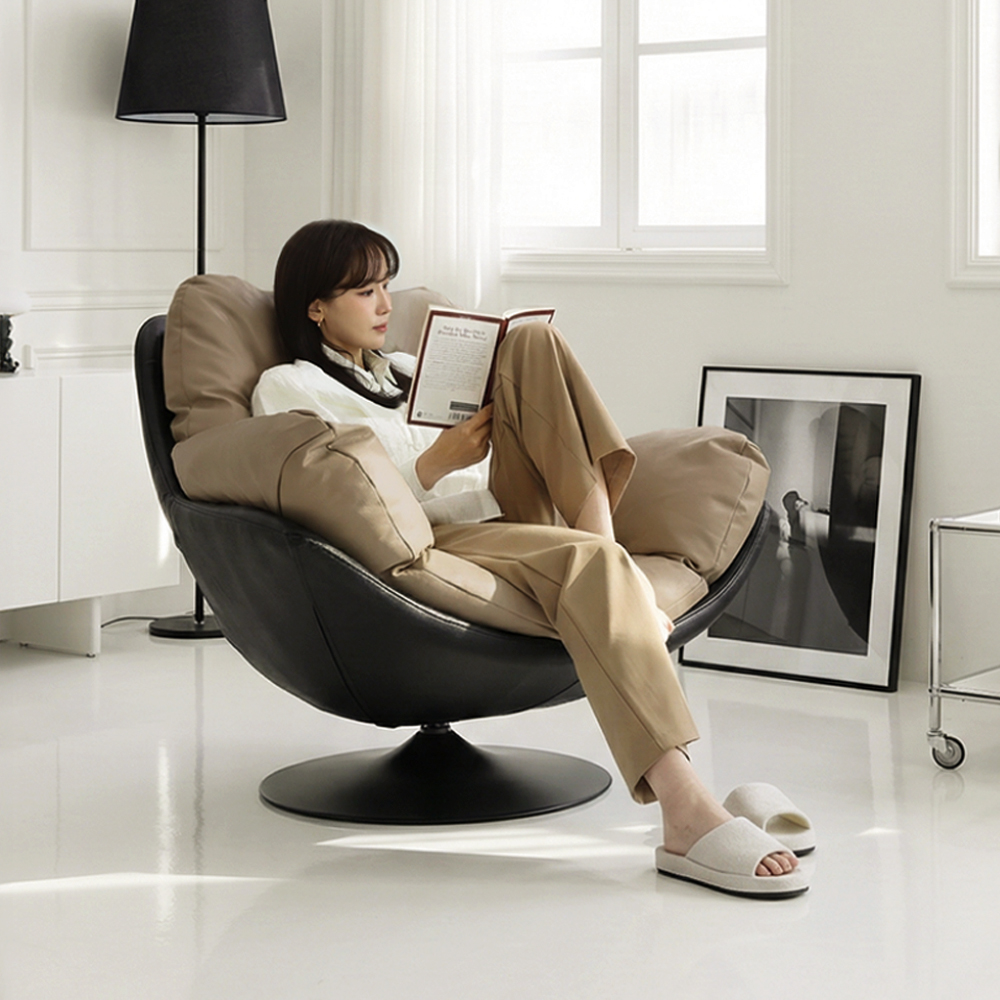루모라 안락의자 1인용 가죽 수유의자 회전 소파 360도