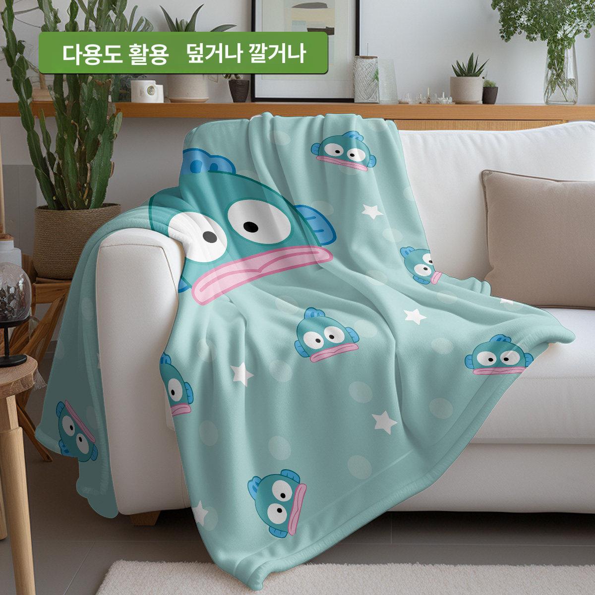 한교동 무릎담요 플란넬 숄 낮잠 사무실 학생 기숙사 블랭킷 겨울 방한 덮개 패브릭 이불 블루 80 x 120cm - 상세 이미지 2