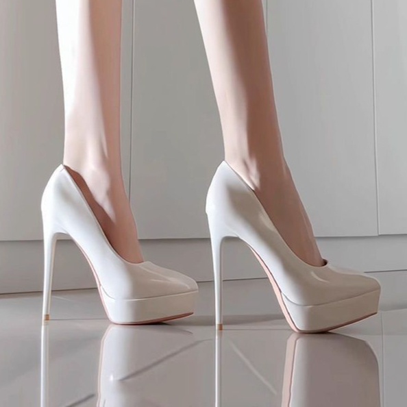 뾰족한 발가락 12cm 블랙 유광 에나멜 가보시 레드솔 하이힐 220 260mm 파티 - 상세 이미지 2