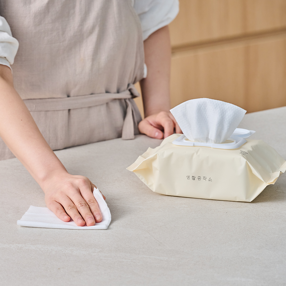 생활공작소 대용량물티슈 캡형 신생아 도톰한물티슈 아기 10팩