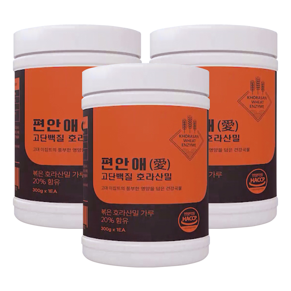 편안애 고 단백질 호라산밀 300g x 3통 / 건강곡물 카무트 식이섬유 효소 분말 가루 - 상품 이미지