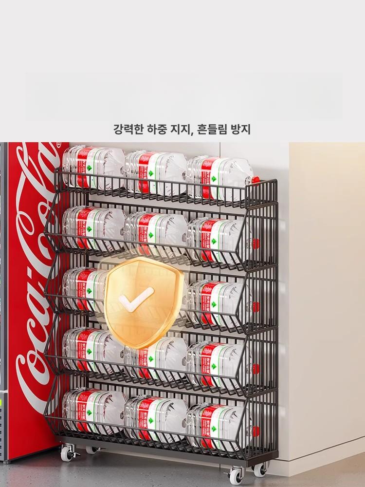 간식팬트리 바구니 트롤리 랙 진열 pc방 경사 철재 5단 화이트 120 - 상세 이미지 5