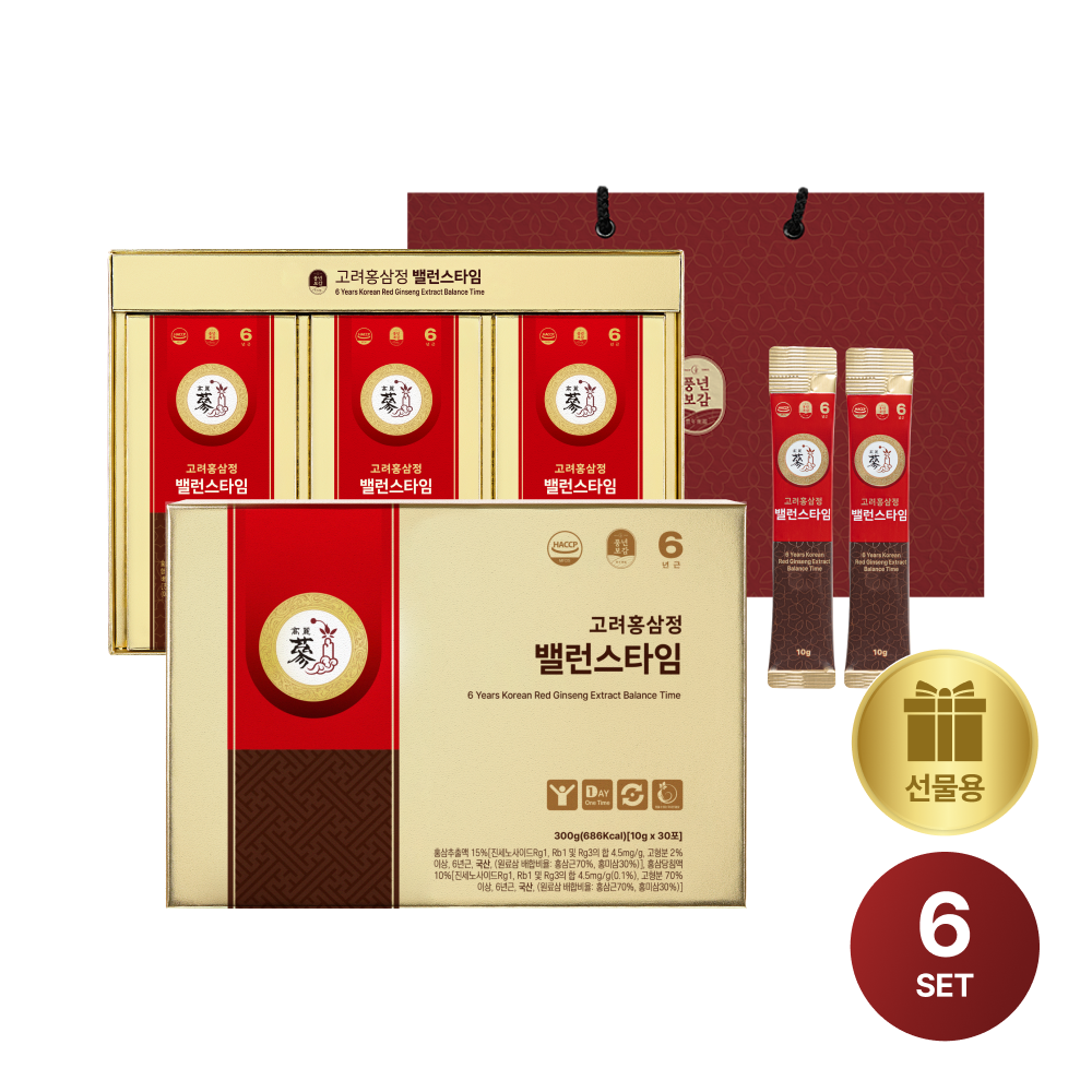 PNBG풍년보감 고려홍삼정 진액 올데이굿타임 스틱 멀티비타민 홍삼선물세트 30포, 6개 - 상품 이미지