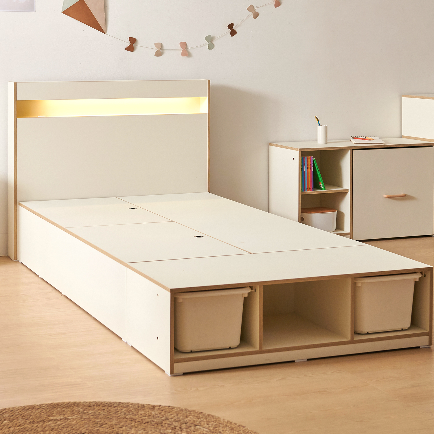 초등학생 침대 프레임 LED 아이방 인테리어 어린이 서랍형 침대