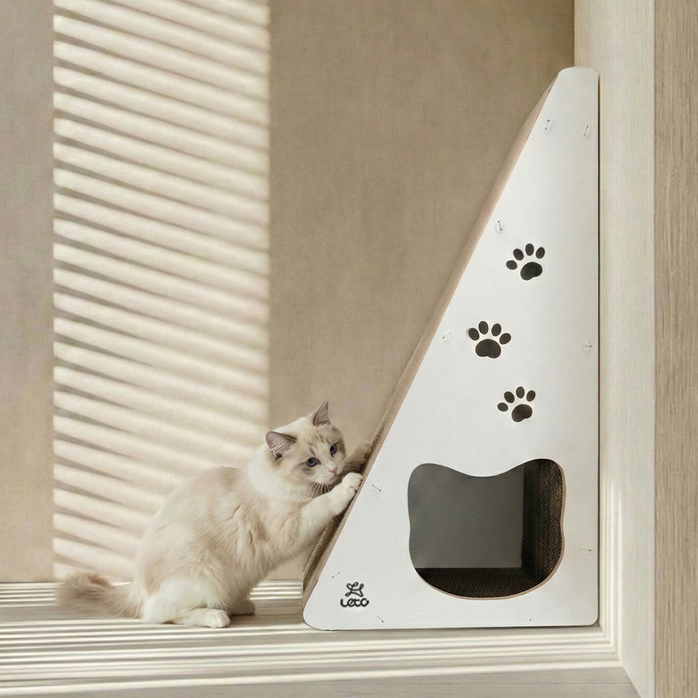 고양이 수직 스크래쳐 삼각 숨숨집 하우스 대형 이미지 2
