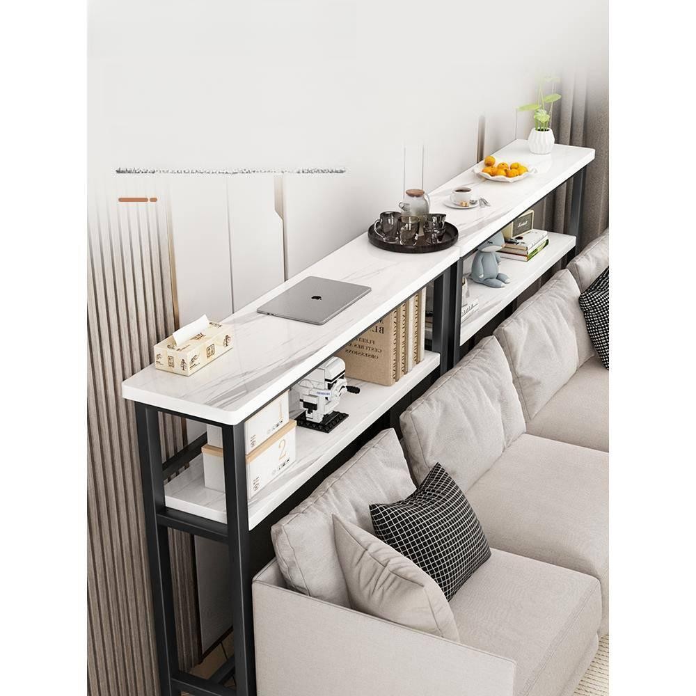 틈새 소파 뒤 선반 좁고 긴 침대 옆 폭좁은 사이드 단층 80 x 20cm 블랙 - 상품 이미지