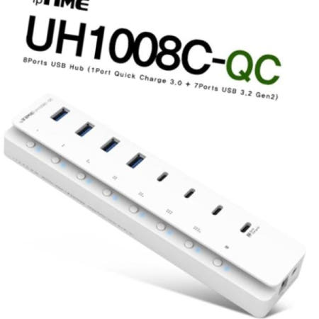 아이피타임(ipTIME) 소모품 ipTIME(아이피타임) 8포트 유전원 충전 허브(전원 아답터 포함) UH1008C-QC USB3.2