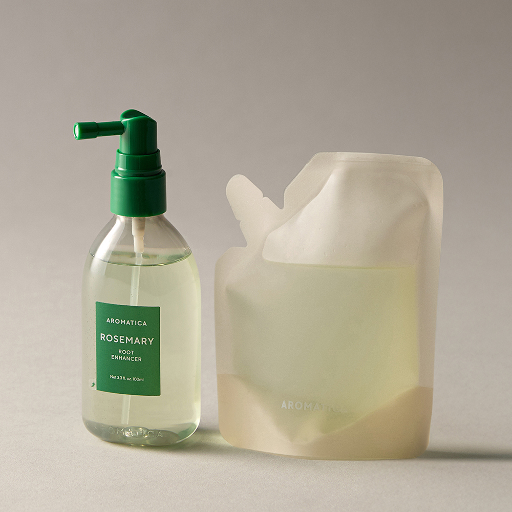 아로마티카 두피 토닉 본품 & 리필 세트 (100ML+100ML) 두피 스프레이 강화 탈모 케어 헤어토닉 앰플 쿨링 보습 제품 이미지