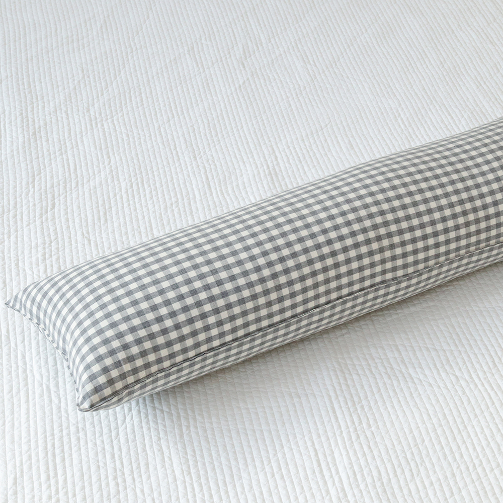 깅엄 체크 워싱 광목 순면 사각 롱쿠션 안고자는 긴베개 다리 베개 긴쿠션 바디필로우 커버