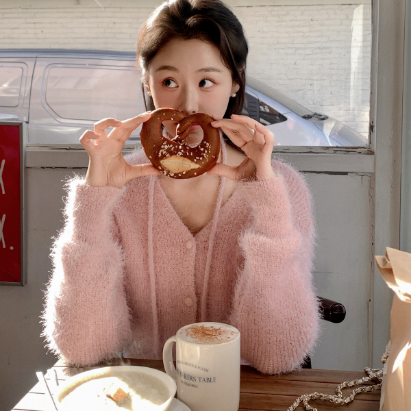 헤어리 솔잎퍼 타이 세트 가디건 cd3578 제품 이미지