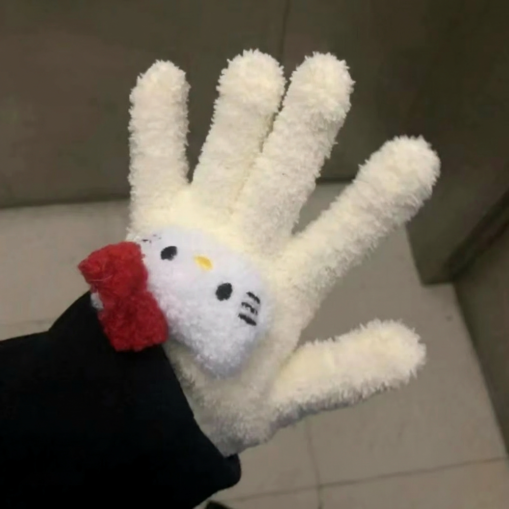 산리오 키티 방한 장갑 겨울 아동 유아 여아 어린이 스키 손가락 털 앙고라 초등 - 상세 이미지 5
