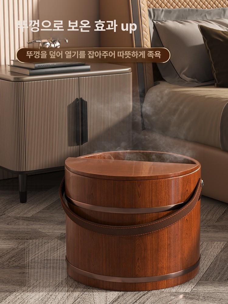 편백나무 족욕통 히노끼 나무통 발세척 통 깊은 마사지형 25cm 손잡이형 - 상세 이미지 3
