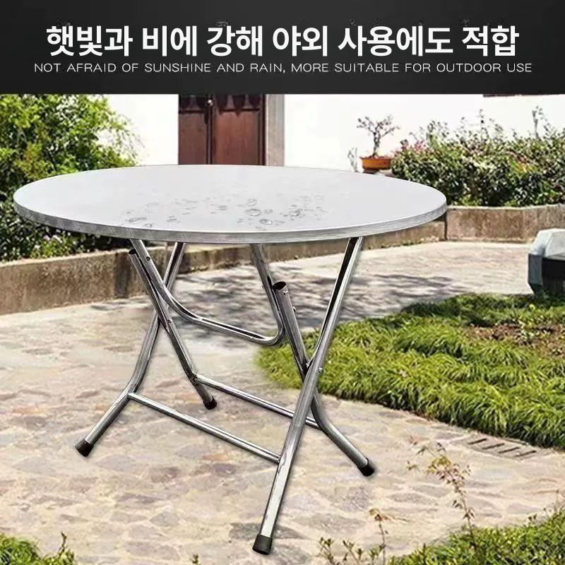 테이블 원형 식당 접이식 스텐 업소용 포차 감성 주점 철제 탁자 0.6m 원형 72cm - 상세 이미지 5