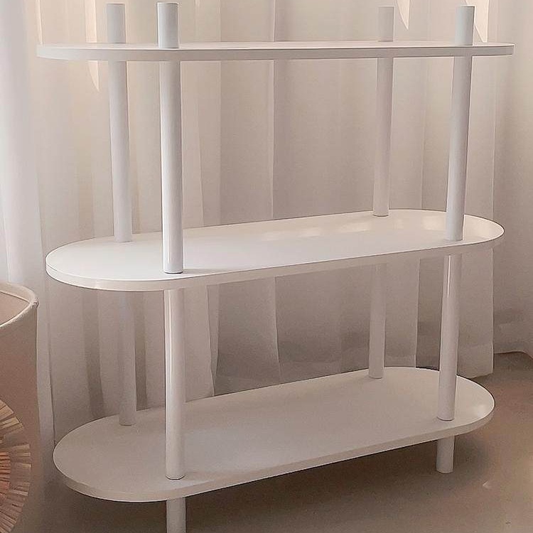 북 책 선반 깔끔한 화이트 원목 타원형 3단 모던 인테리어 카페장 화분정리대 팬트리 - 상세 이미지 3