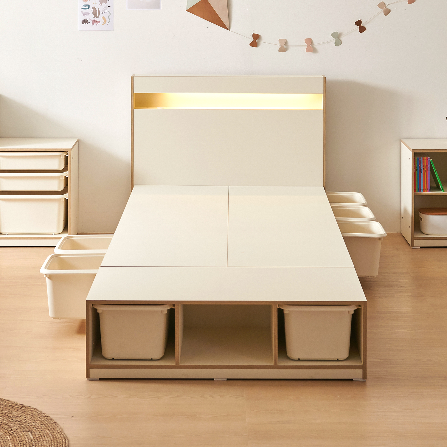 초등학생 침대 프레임 LED 아이방 인테리어 어린이 서랍형 침대